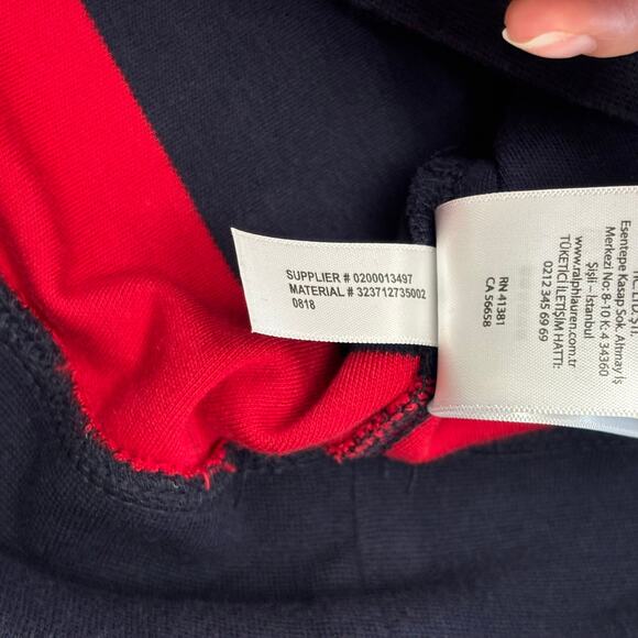 Polo Ralph Lauren Blue Red Striped Boys XL Quarter Zip Mock Pullover Sweater EUC - Picture 6 of 10